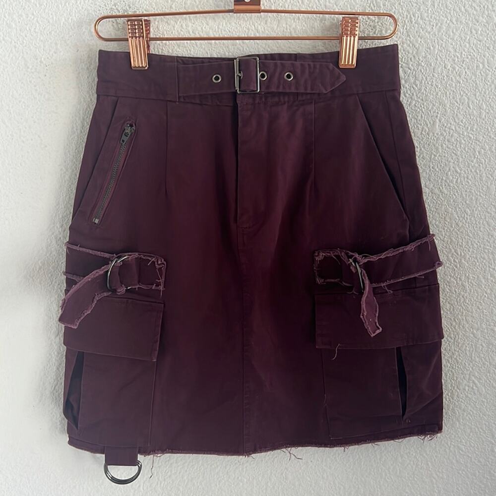 Carmar Maroon Utility Cargo Skirt Buckles 4